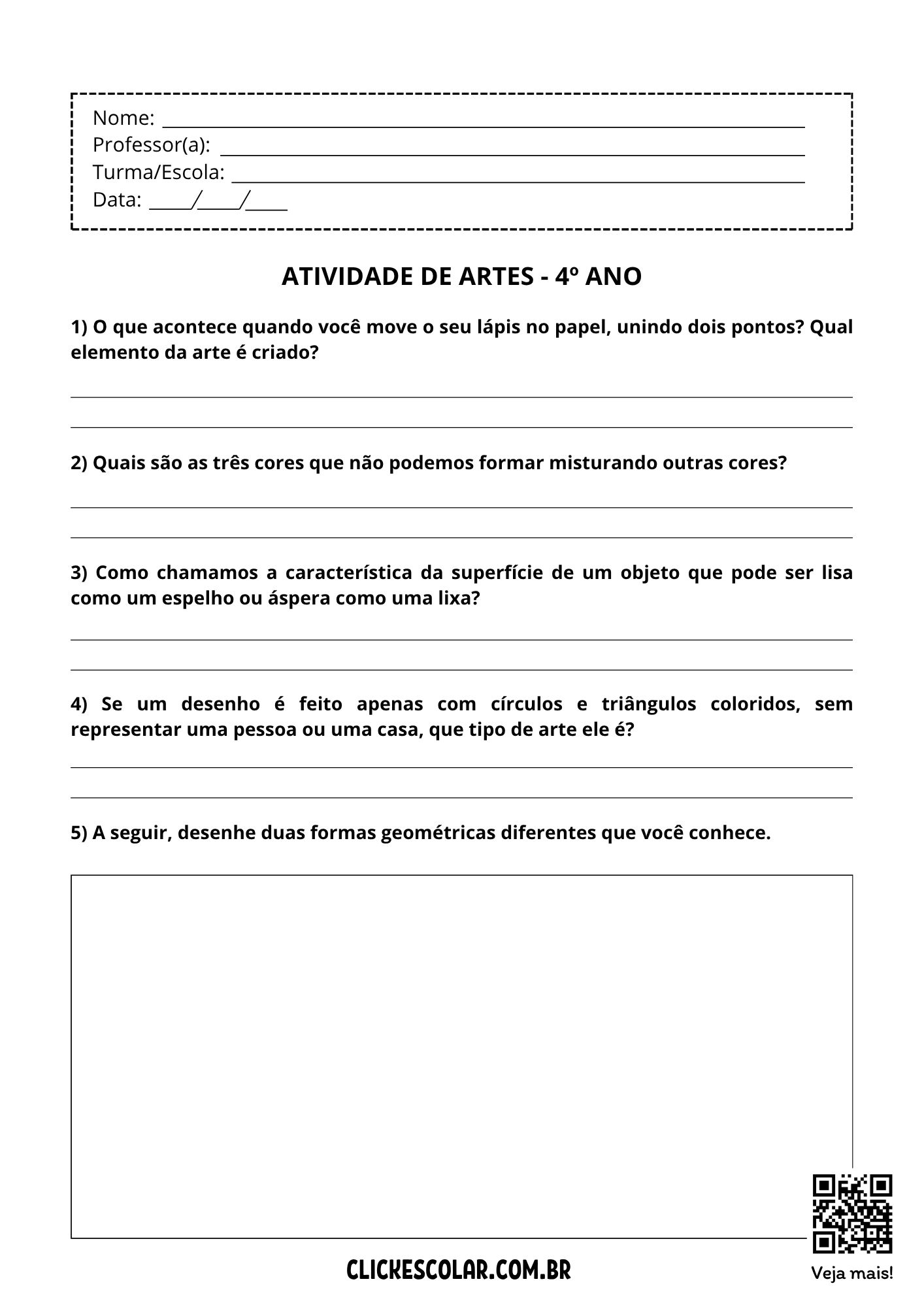 21 Atividades de Artes para 4º ano – Click Escolar