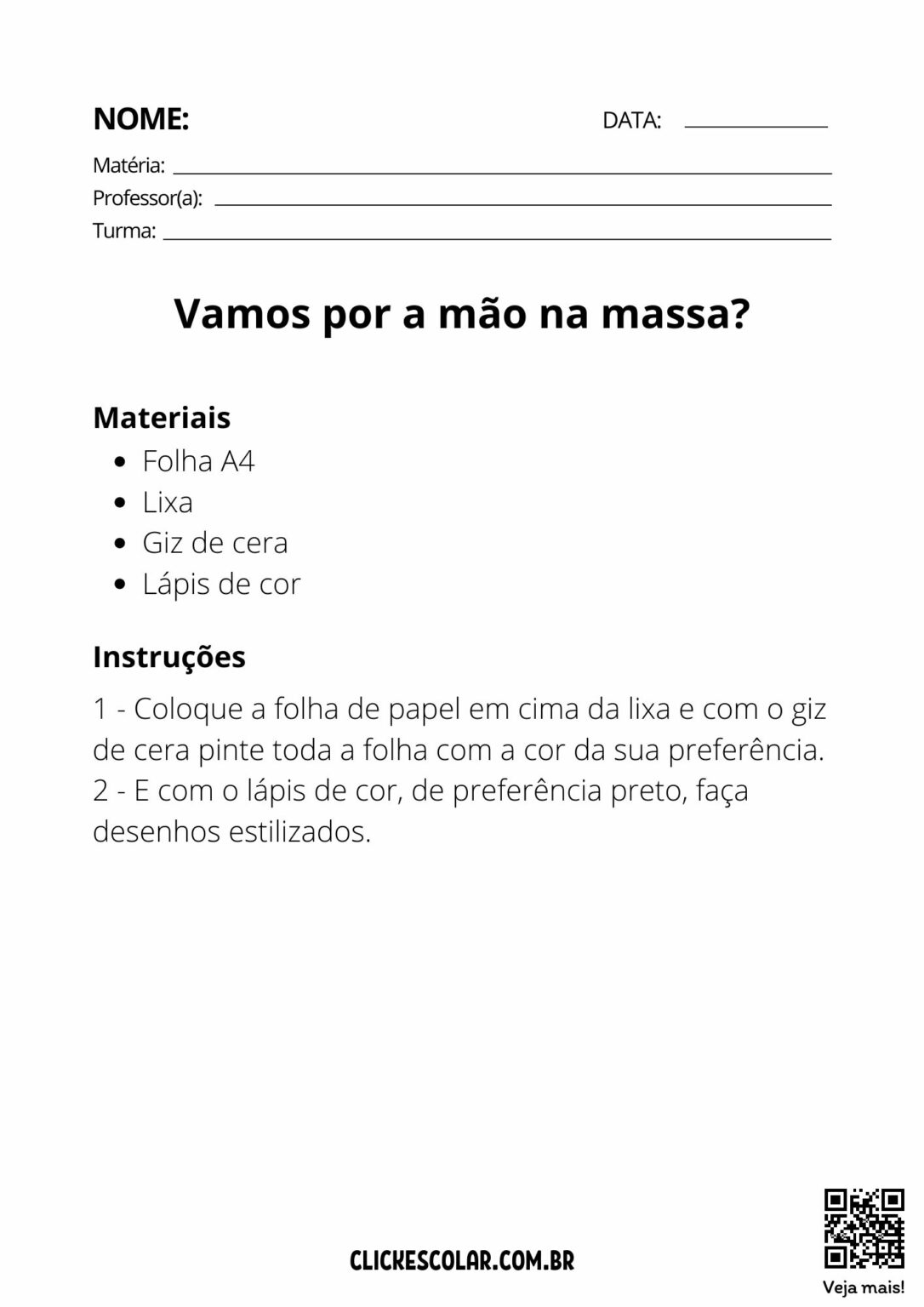 Atividade de Artes para 5º ano – Click Escolar