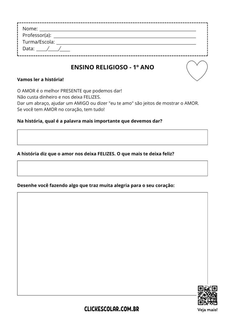 13 Atividades de Ensino religioso para 1º Ano – Click Escolar