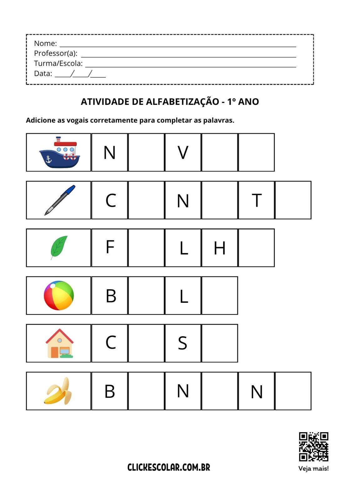 16 Atividades de Alfabetização para 1º ano – Click Escolar