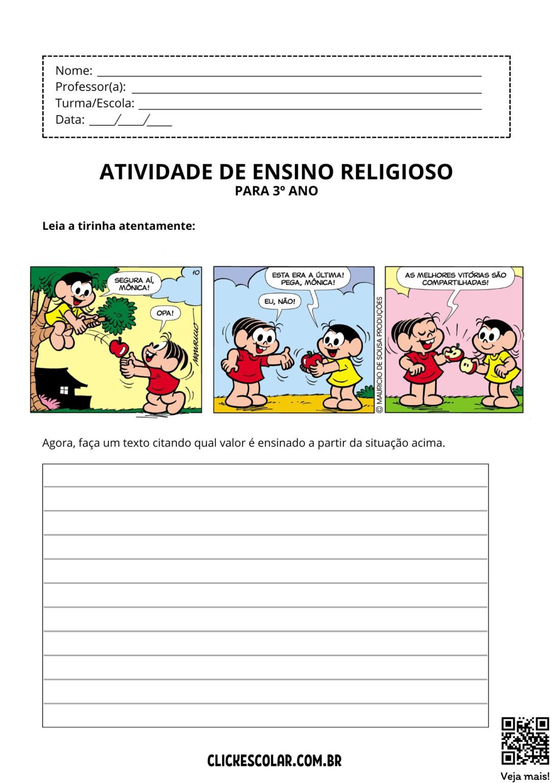 Atividades de Ensino Religioso para 3º Ano – Click Escolar