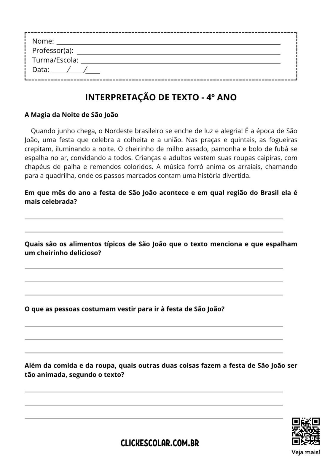 53 Atividades de Interpretação de Texto para 4º ano – Click Escolar