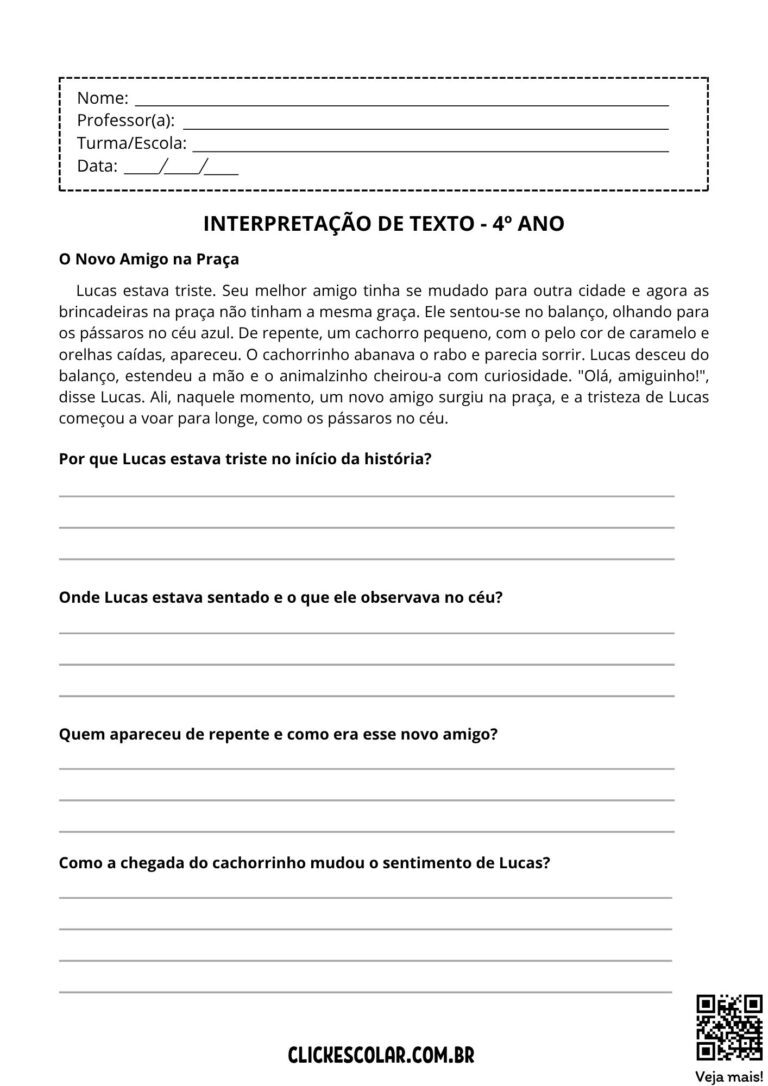 53 Atividades de Interpretação de Texto para 4º ano – Click Escolar