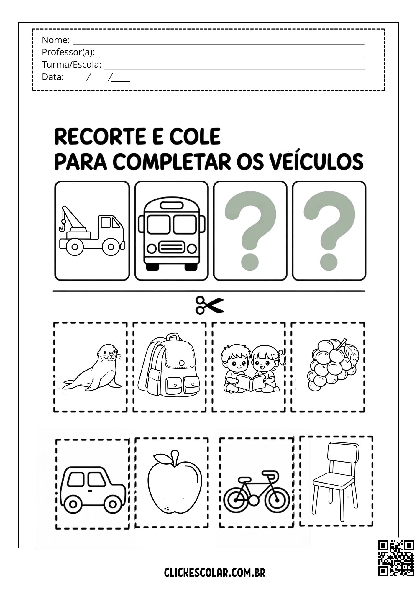 25 Atividades de Recorte e Colagem Para Imprimir – Click Escolar
